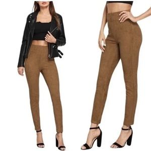 NWT✨ MAX STUDIO Faux Suede Leggings Mocha High Rise Stretchy PullOn XL (16/18)